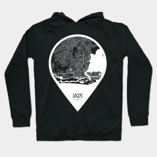 Lagos, Nigeria City Map - Travel Pin Hoodie